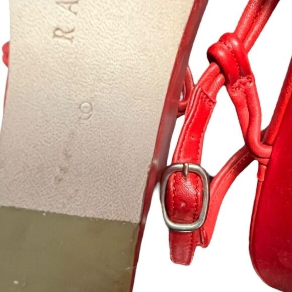 Ralph Lauren Collection Spring 07 Red Strappy Sandals Napa Leather Wedge US 9